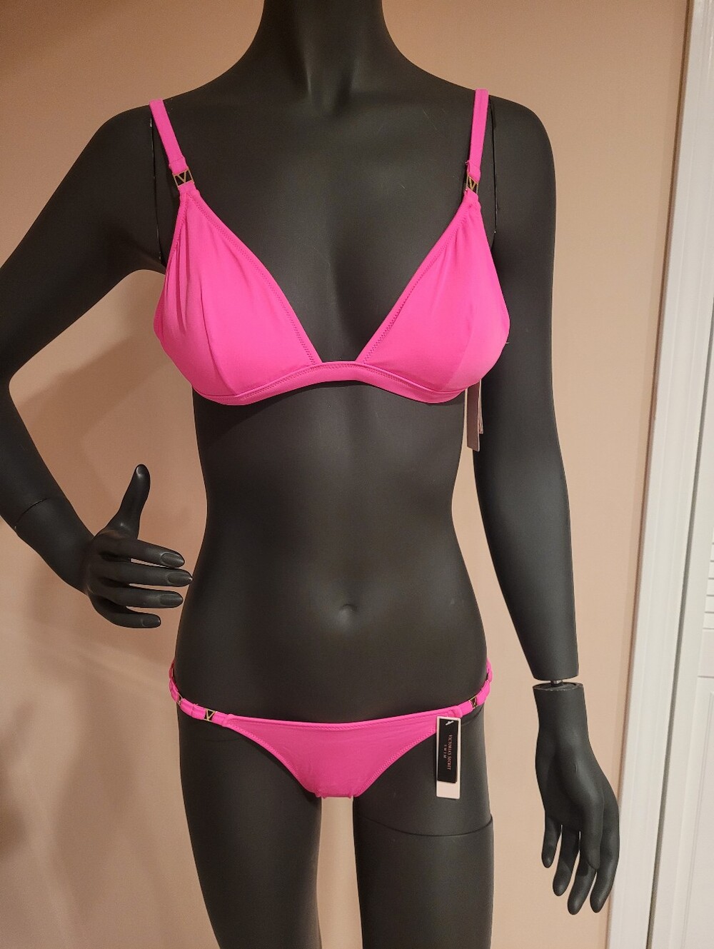 Hot Pink Women's Triangle Bikini Set